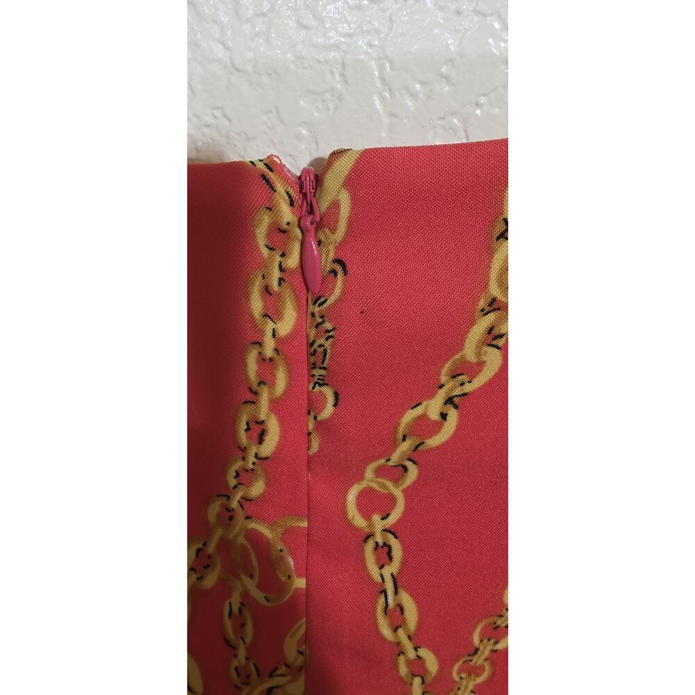 RN Studio Ronni Nicole Sleeveless Fitted Orange Chain Design Women's Dress Sz 10 - Picture 5 of 11